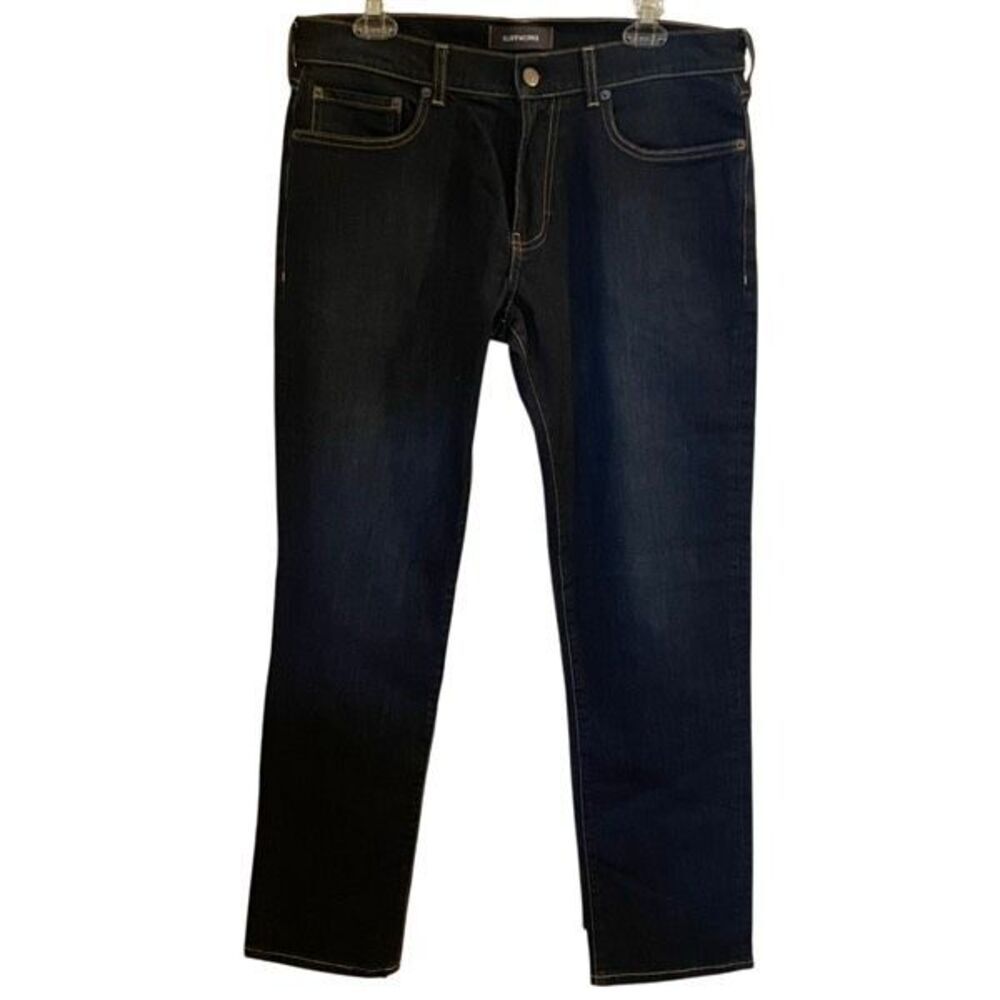 Bluffworks Mens Departure 2.0 Slim Fit Jeans 33x32 Blue Travel Friendly Safety